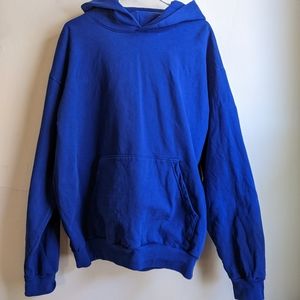 Los Angeles Apparel garment dye 14 oz heavy fleece pullover sweatshirt in Cobalt